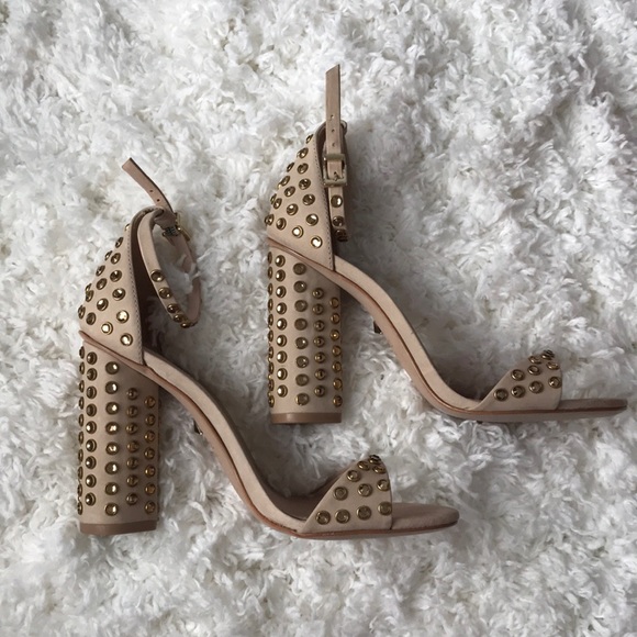 Schutz Marcelle Oyster Suede Block Heel Sandals - Picture 4 of 6